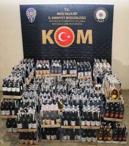 Muş’ta 2 bin 658 şişe kaçak içki ele geçirildi