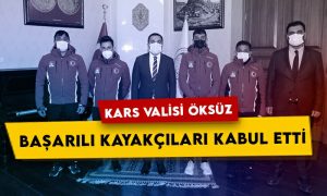 Kars Valisi Türker Öksüz başarılı kayakçıları kabul etti