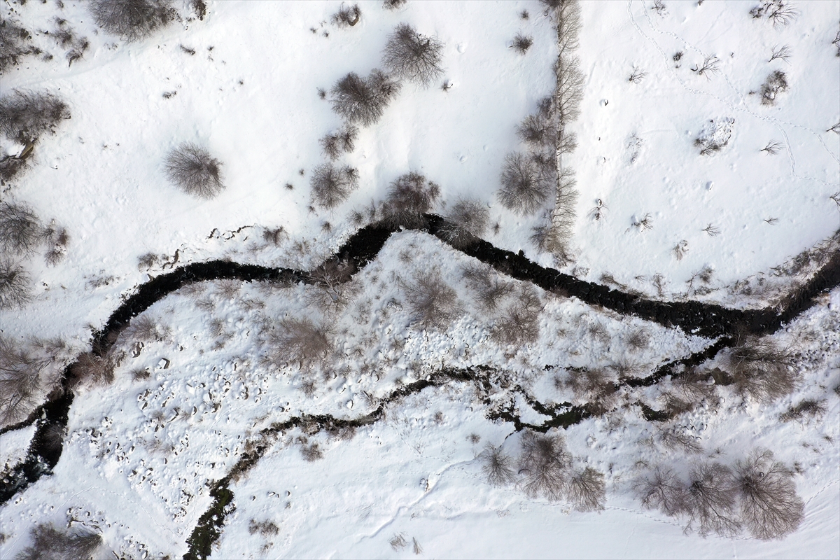 Üçkaya Vadisi kar yağışının ardından drone ile görüntülendi