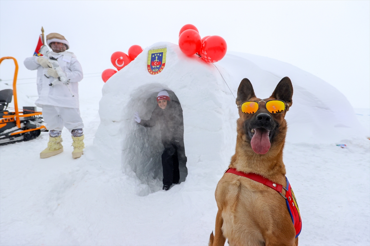 Hakkari’de jandarma ve polisin yaptığı iglolar kar festivalini renklendirdi