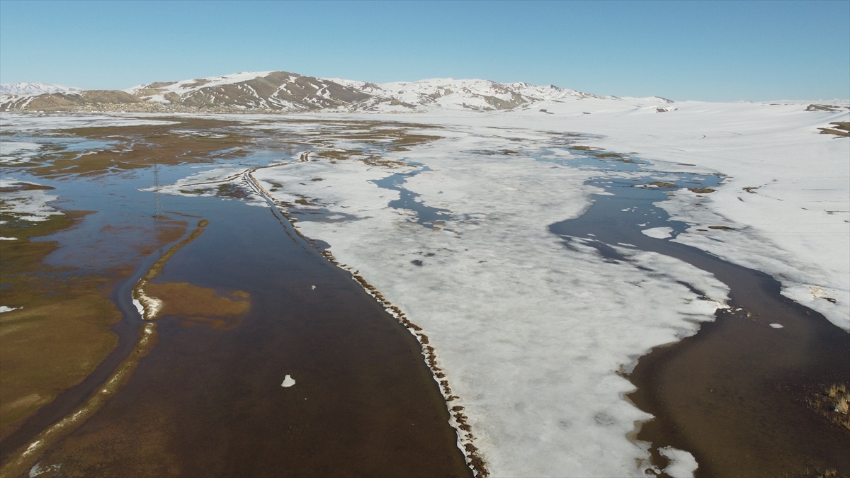 Van’da karların erimesiyle bazı ovalar su altında kaldı