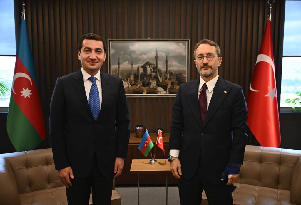 İletişim Başkanı Altun, Azerbaycan Cumhurbaşkanı Yardımcısı Hacıyev ile bir araya geldi