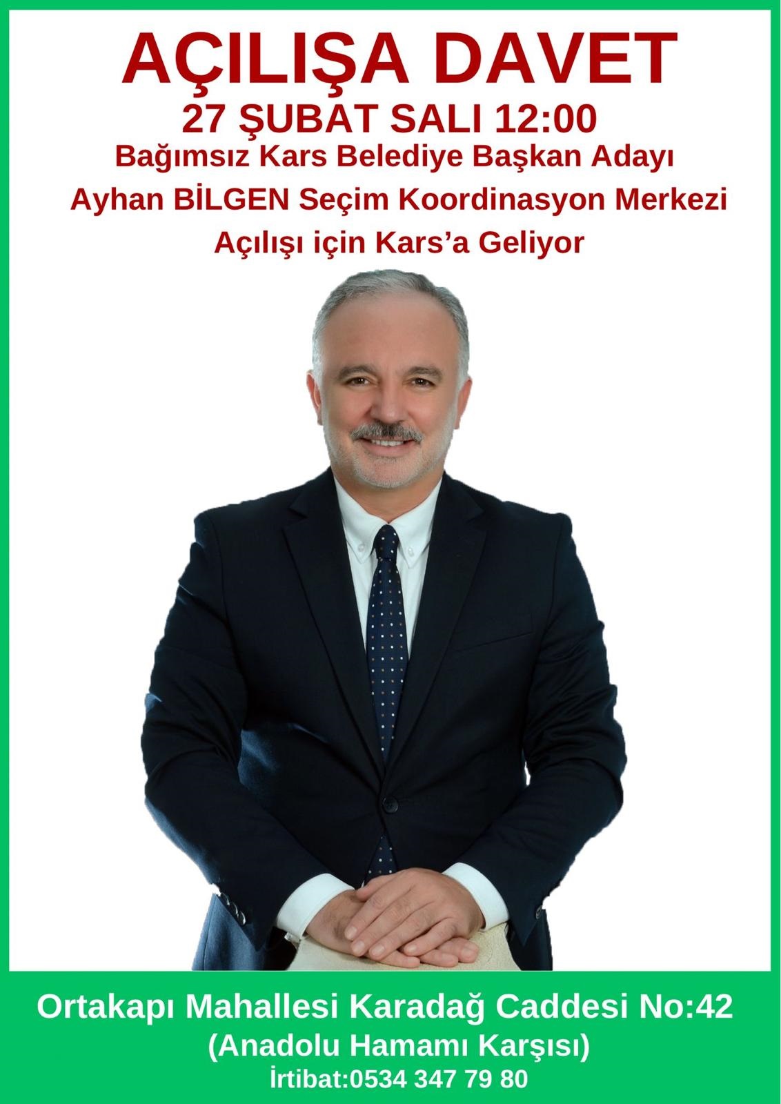 Ayhan Bilgen’den Kars halkına davet: Seçim Koordinasyon Merkezi yarın açılıyor!