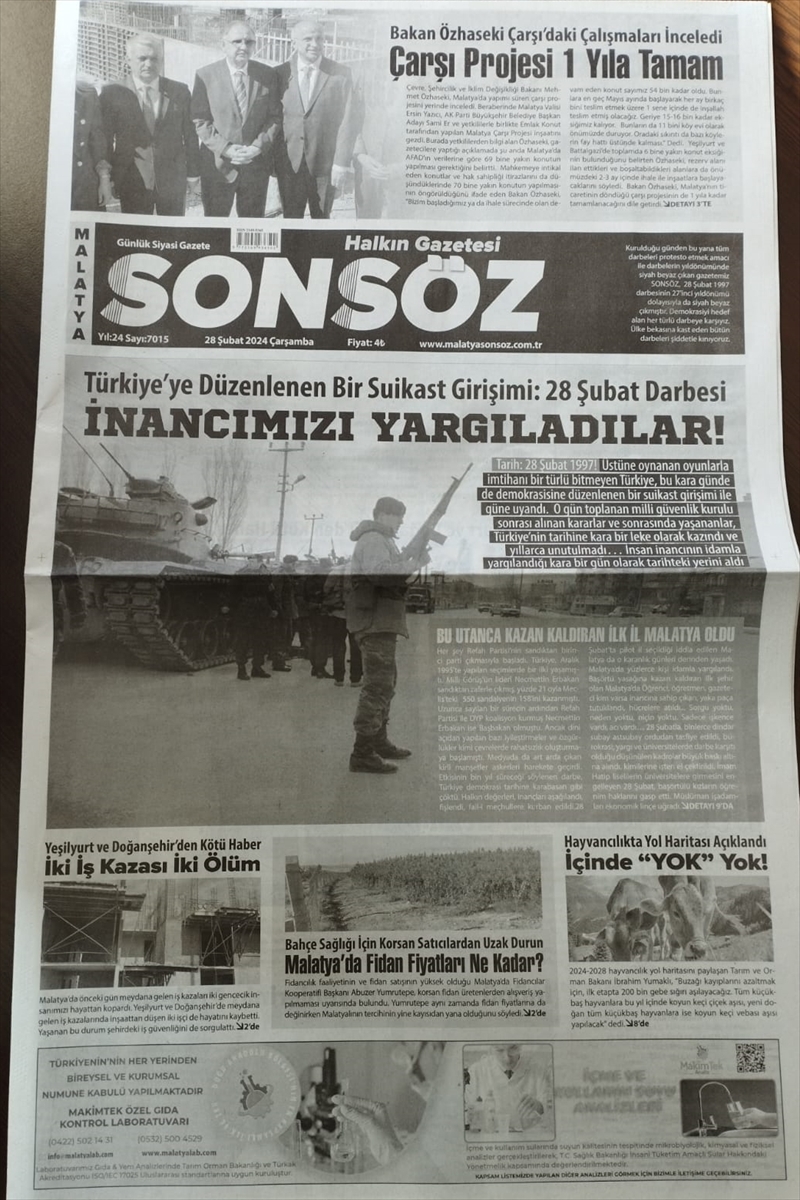 Malatya’nın ilk renkli gazetesi 28 Şubat’ta siyah-beyaz basıldı