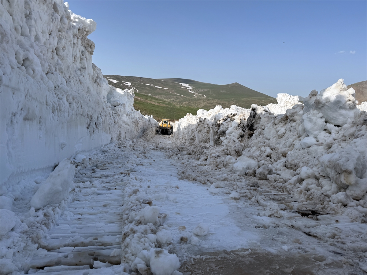 Ağrı'da ekipler dozerin boyunu aşan kar kütleleriyle mücadele ediyor