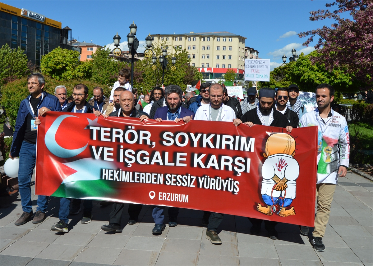 Erzurum'da sağlık çalışanları, Gazze için 27 haftadır “sessiz yürüyüş” yapıyor