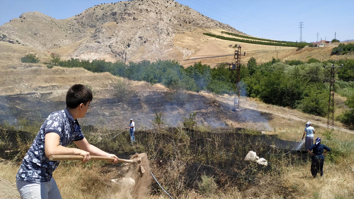 Elazığ'da otluk alanda çıkan yangın söndürüldü