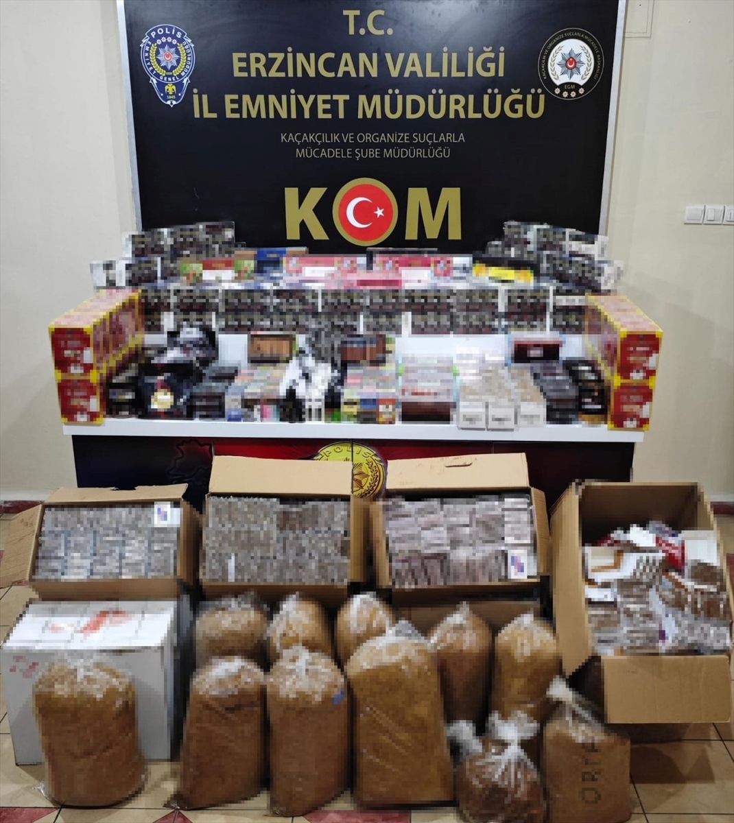 Erzincan'da tütün ve sigara kaçakçılığı operasyonunda 2 şüpheli yakalandı